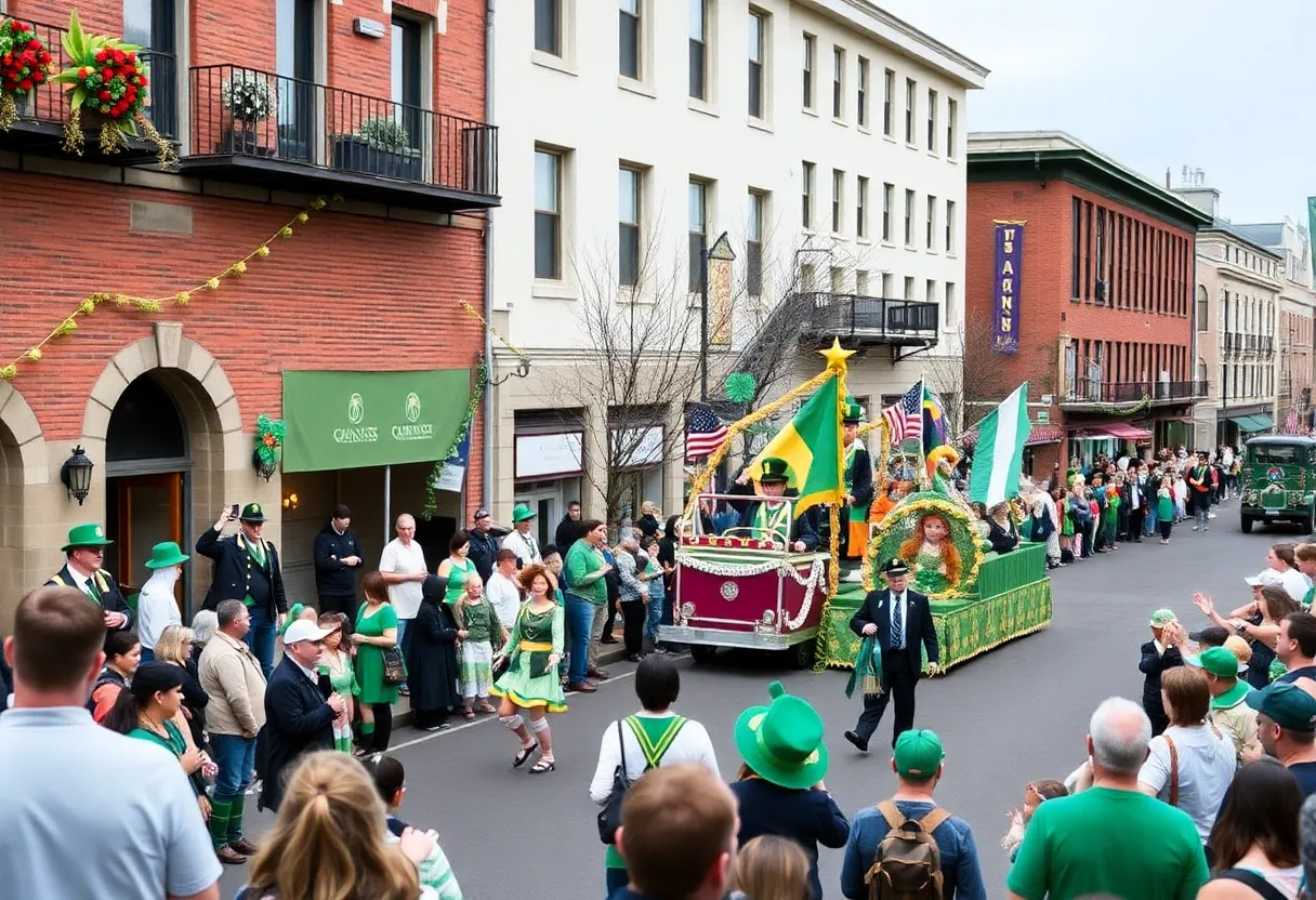 Crowd enjoying St. Patrick's Day festivities in Savannah