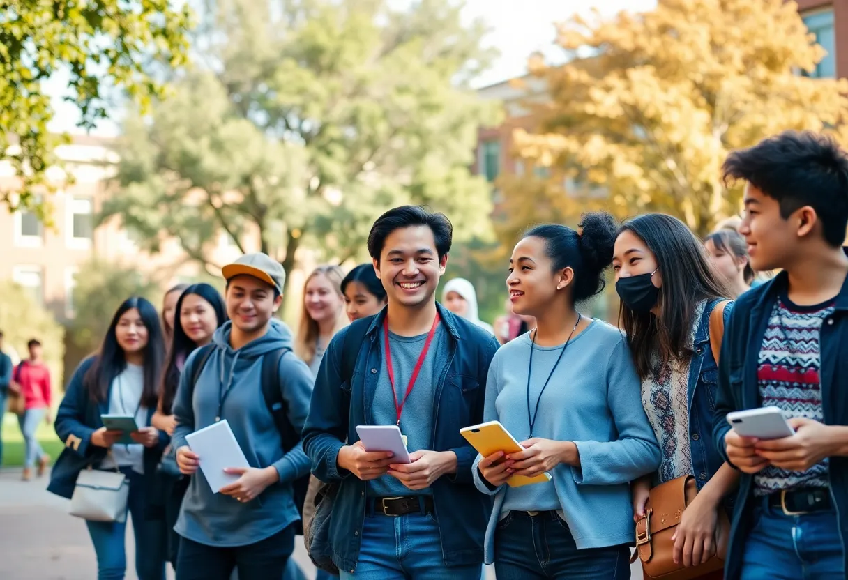 Students engaged on campus at Savannah State University