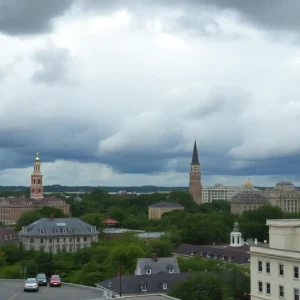 Scenic view of Savannah during changing weather conditions with clouds and a breeze.