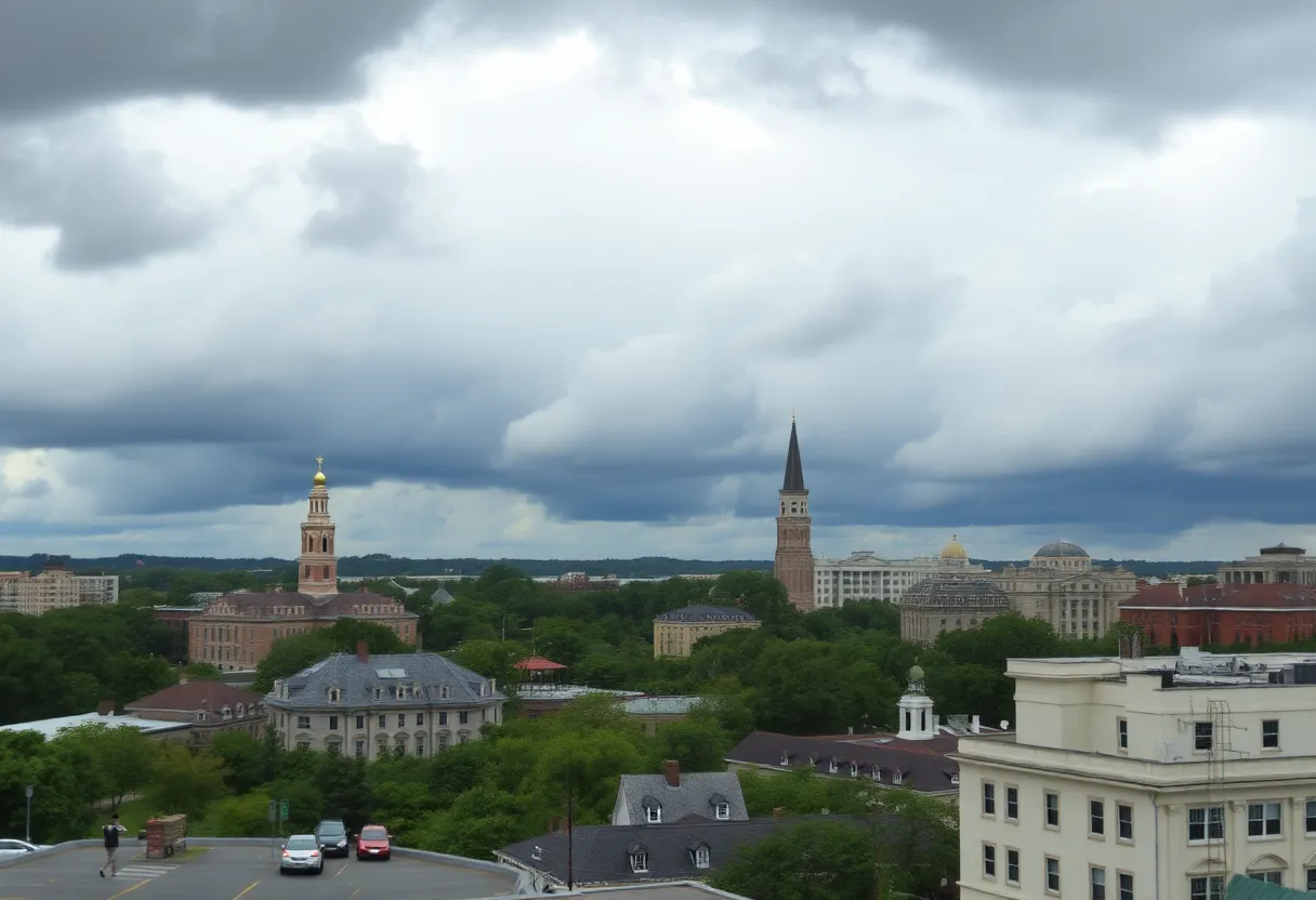 Scenic view of Savannah during changing weather conditions with clouds and a breeze.