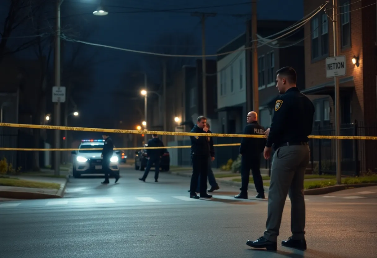 Police officers investigating a shooting scene in Savannah
