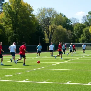 Athletes on a sports field representing the legacy of Sterling Steward