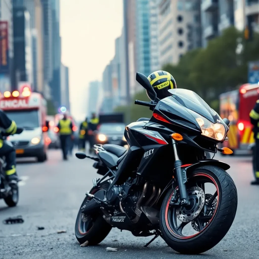 Emergency responders at a motorcycle crash scene in Savannah