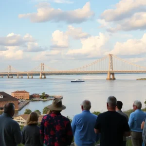 The Talmadge Bridge over the Savannah River during community engagement activities.
