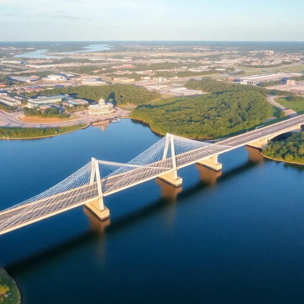 Aerial view of the Talmadge Memorial Bridge in Savannah.