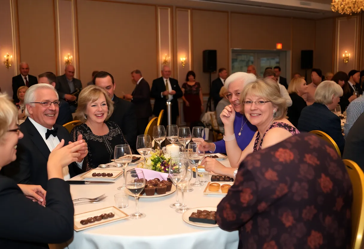 Guests enjoying the Urban Hope Gala with food, music, and festive decor