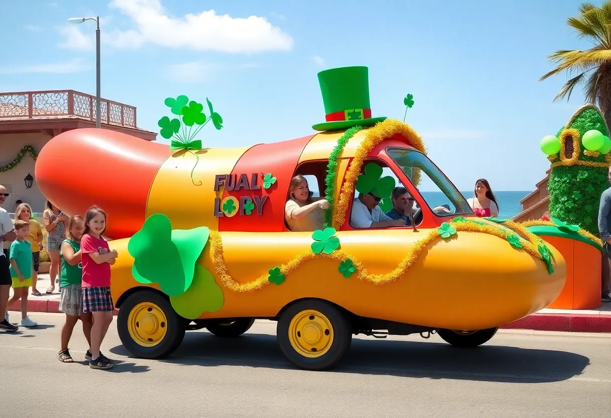 Oscar Mayer Wienermobile at a St. Patrick's Day event