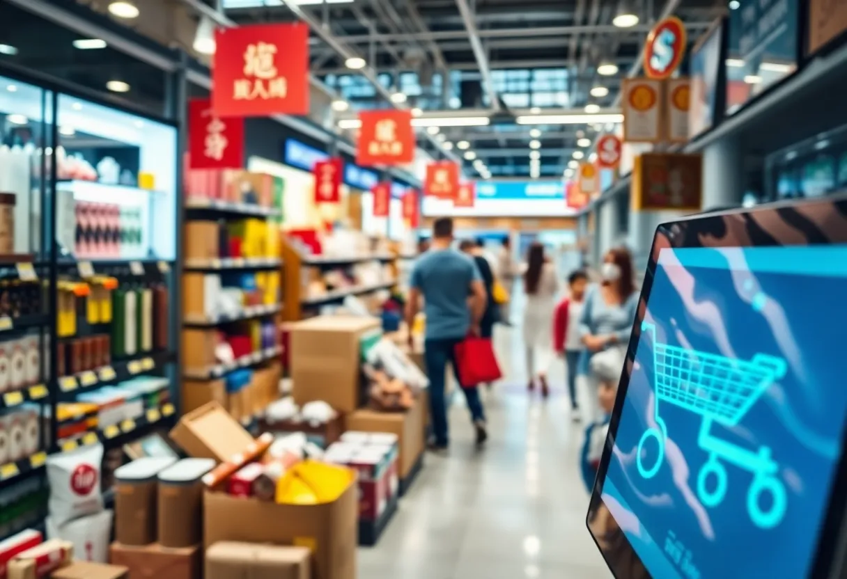 Illustration of an online shopping platform affected by tariffs