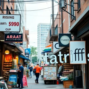 Street view of small businesses in Atlanta facing tariff challenges