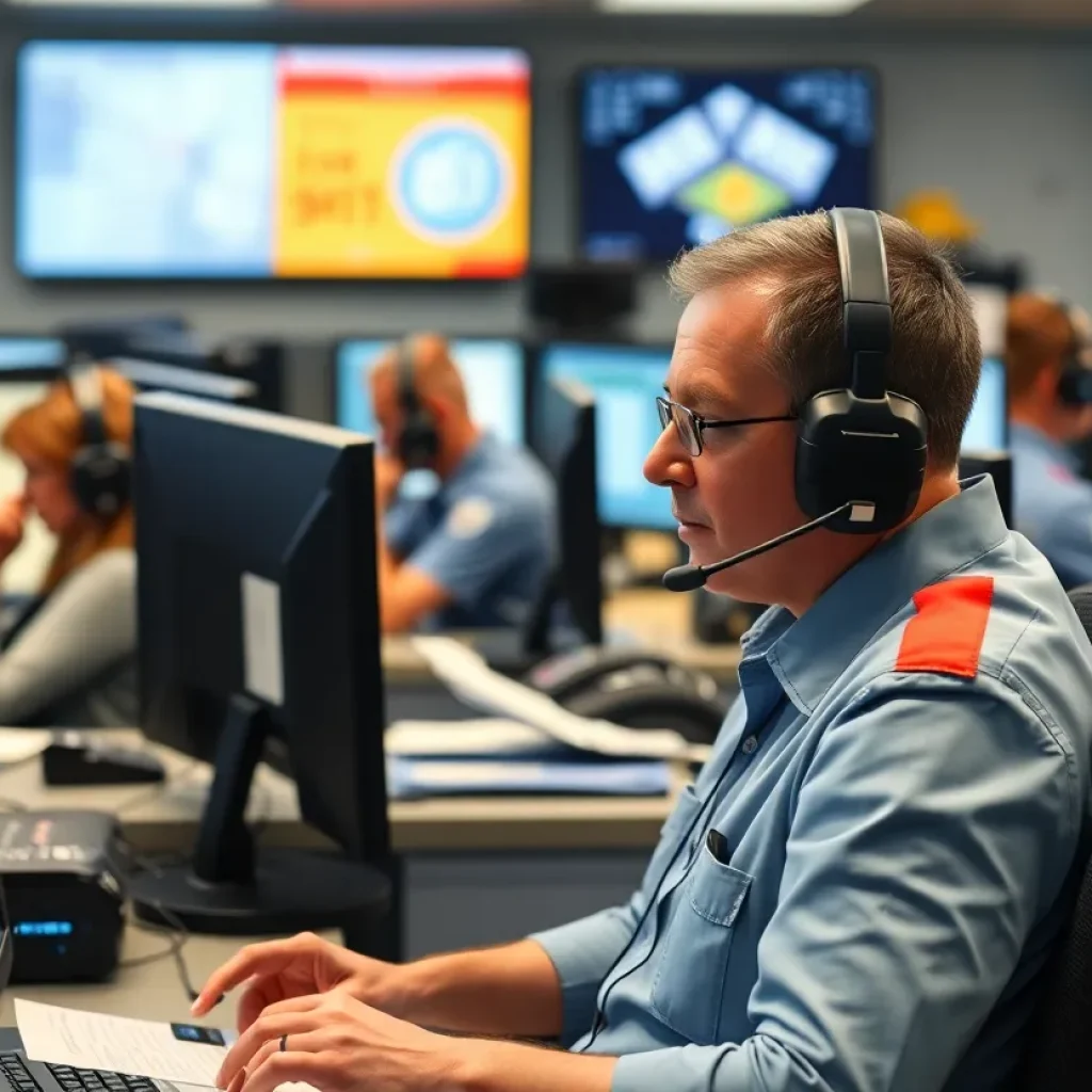 Dispatcher center during an emergency call