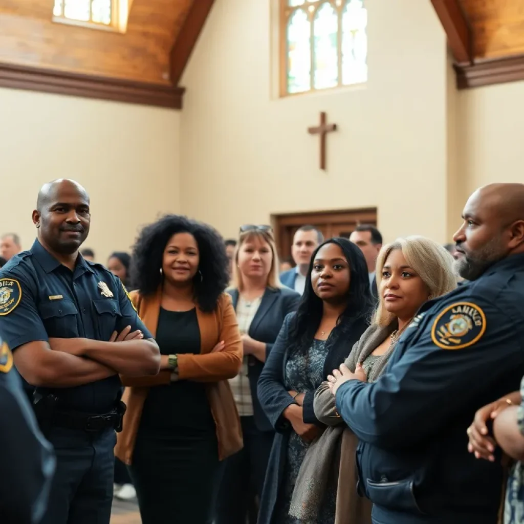 Community members discussing with Sheriff Coleman at Royal Church of Christ