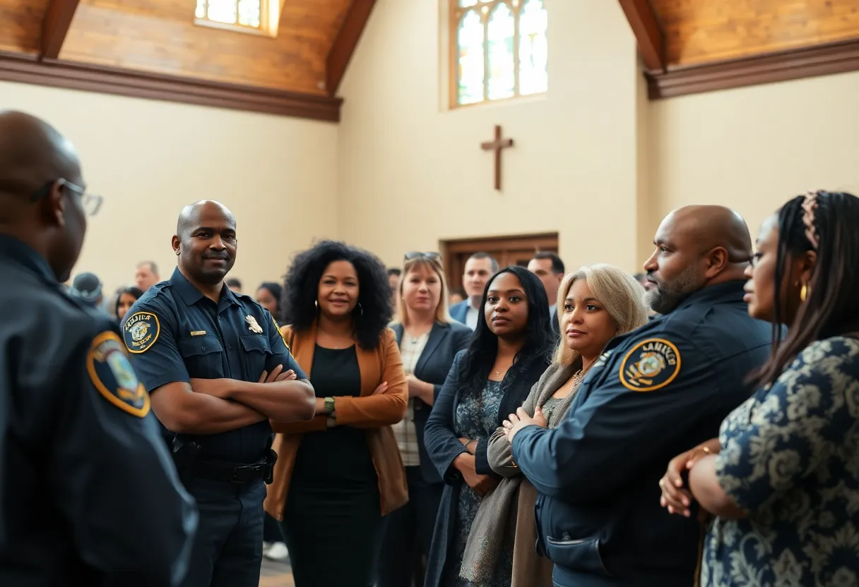 Community members discussing with Sheriff Coleman at Royal Church of Christ