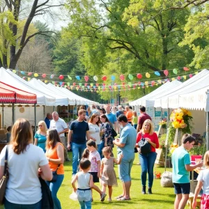 Families and vendors enjoying the 25th Annual Earth Day Festival in Savannah at Daffin Park.