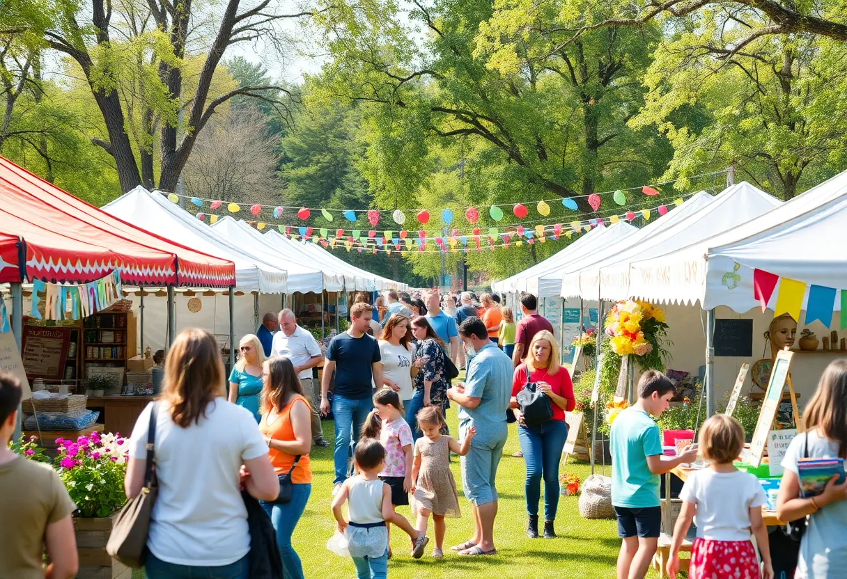 Families and vendors enjoying the 25th Annual Earth Day Festival in Savannah at Daffin Park.