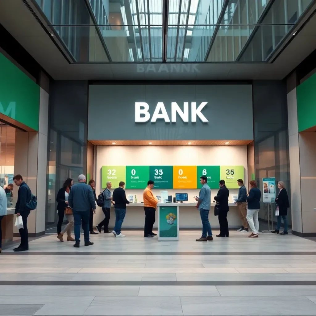 Exterior view of Fifth Third Bank branch in Savannah with community members
