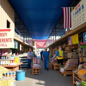 Marketplace in Georgia showcasing local businesses facing tariff challenges.