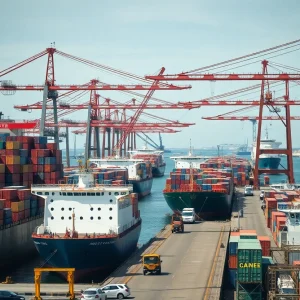 Cargo ships at the Port of Savannah, Georgia