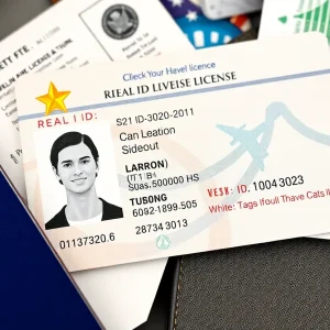 Example of a Georgia Real ID driver's license with a gold star