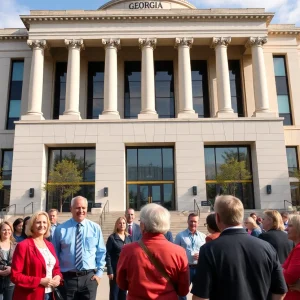 Gathering outside Georgia's Capitol discussing tort reform