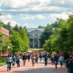 Students enjoying a sunny day on a Georgia university campus