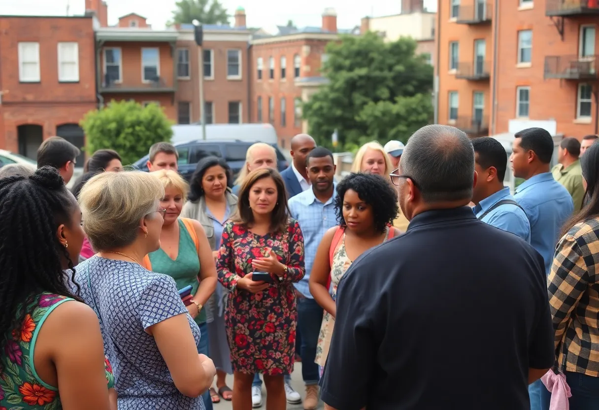 Community members engaged in discussion about housing issues in Savannah.
