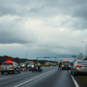 Emergency responders at the scene of a tragic car accident on I-95 in Georgia