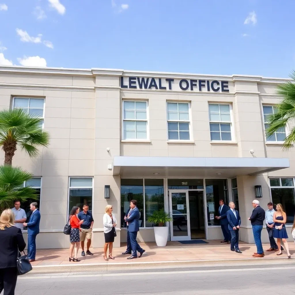A law office in Savannah with professionals discussing legal matters.