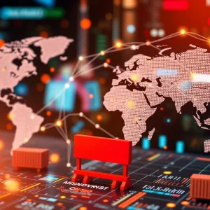 Abstract illustration of evolving trade dynamics and business challenges