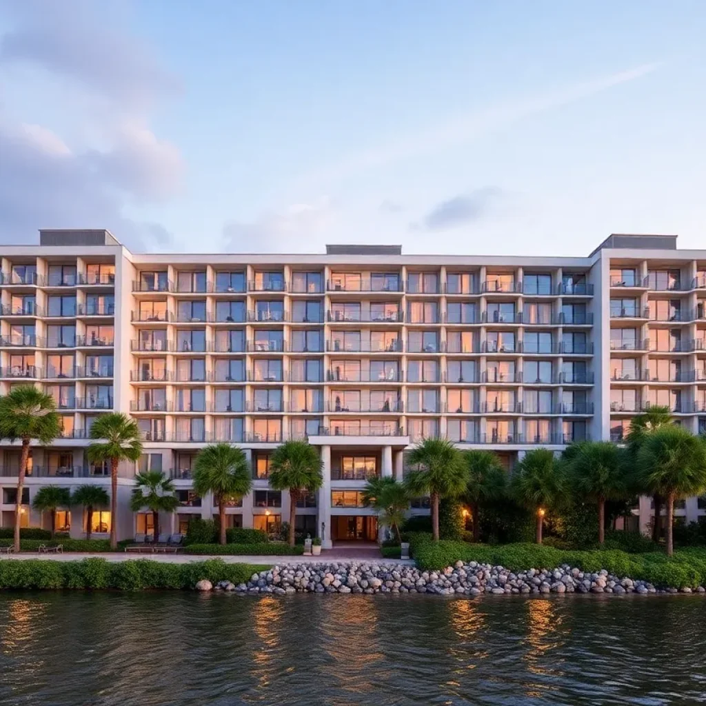 Rendering of a new hotel on Hutchinson Island, Savannah, Georgia.