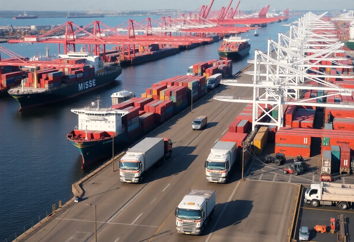 Activity at the Port of Savannah representing Georgia's trade and economy