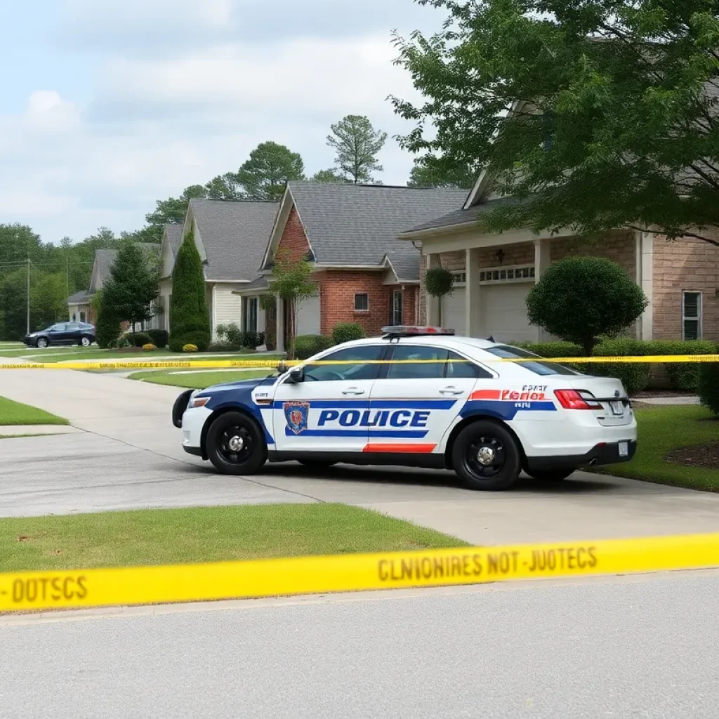 Police car at a shooting scene in Richmond Hill, Georgia.