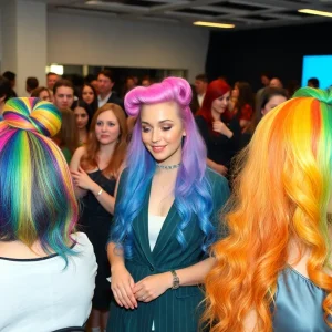 Students presenting unique hairstyling designs at the Savannah Cosmetology Competition.
