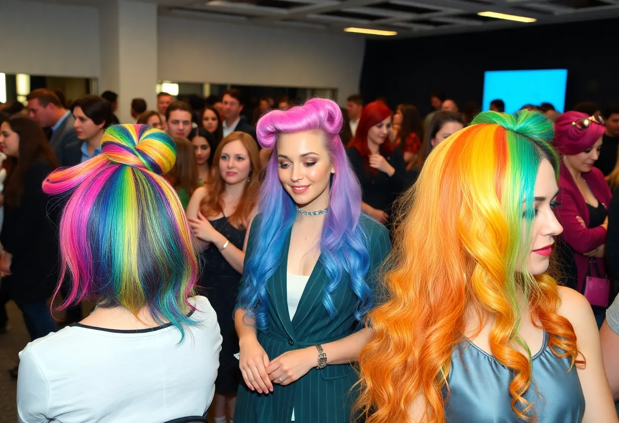 Students presenting unique hairstyling designs at the Savannah Cosmetology Competition.