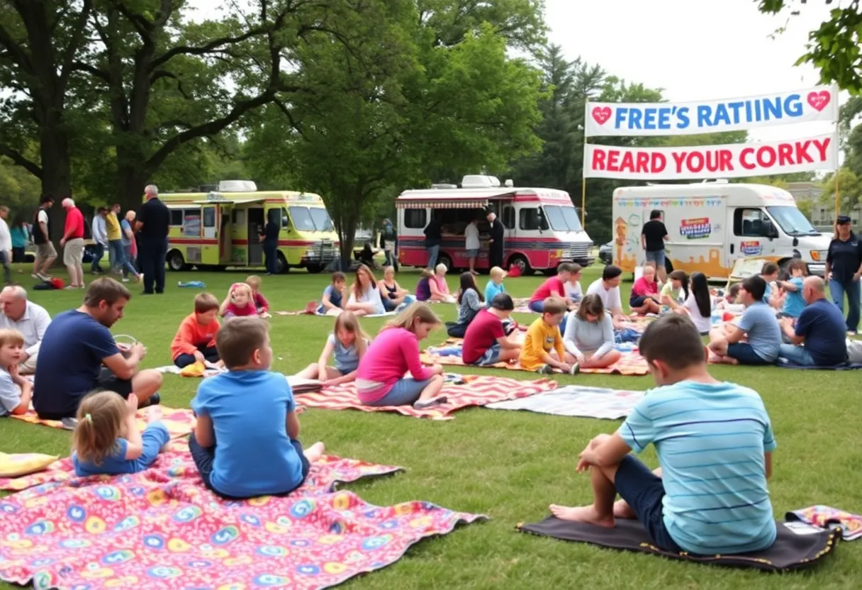Families enjoying activities at the Savannah Family Fun Event