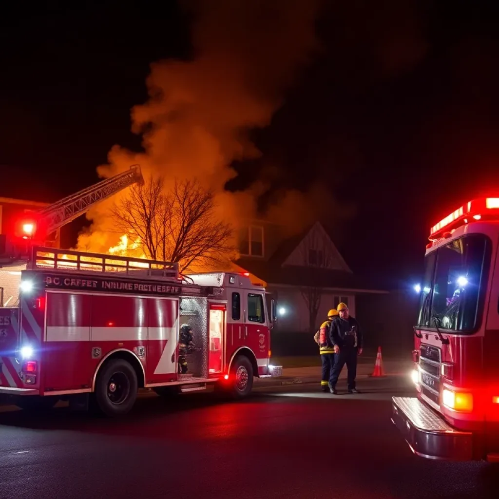 Firefighters responding to a residential fire in Savannah