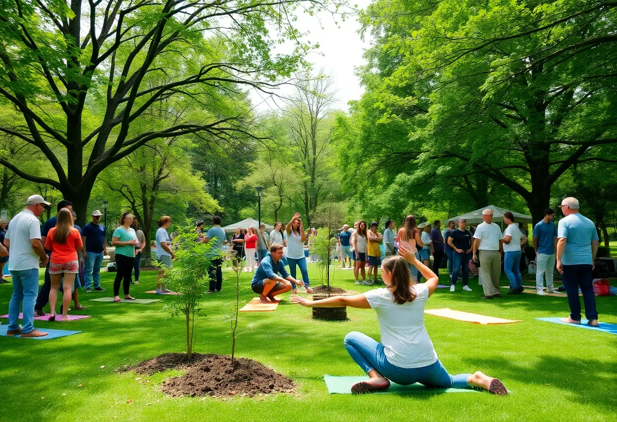 Community members participating in a tree-planting event during Savannah's Green Celebration.