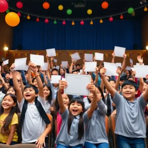 Students and teachers celebrating academic achievements in Savannah