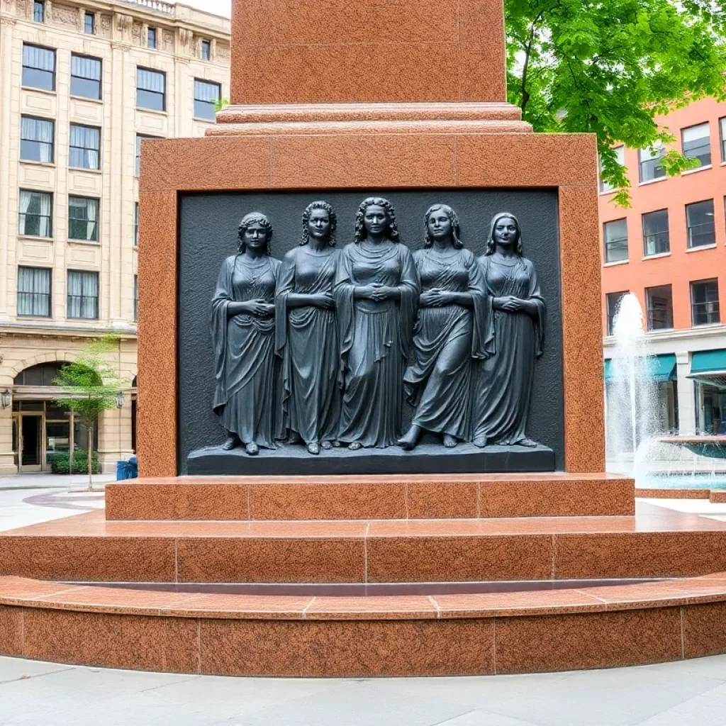 Monument celebrating the contributions of seven women to Savannah's historic preservation