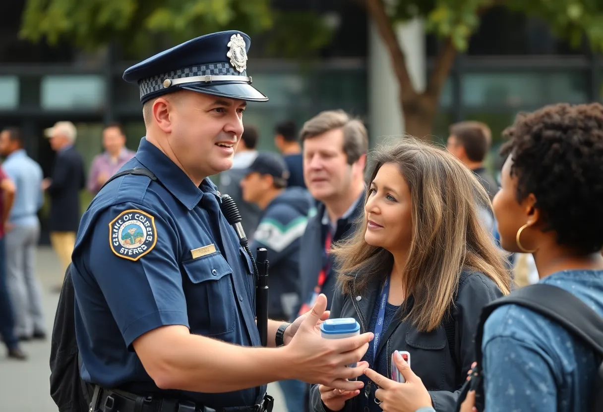 Police officer engaging with the Savannah community
