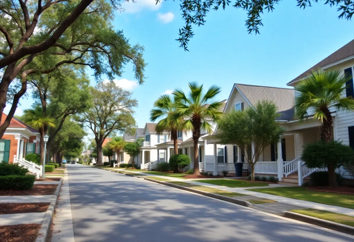 Peaceful Savannah neighborhood emphasizing community safety
