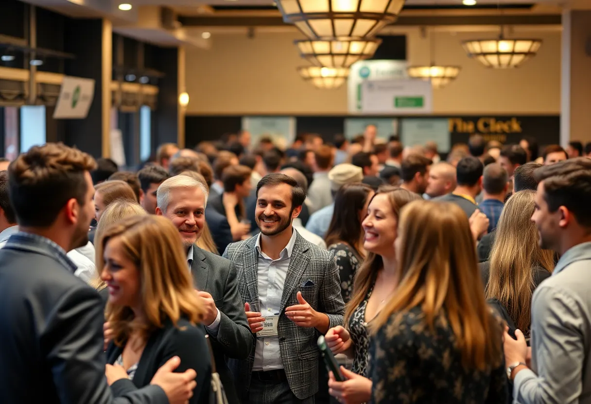 Networking event in Savannah with professionals engaging and connecting