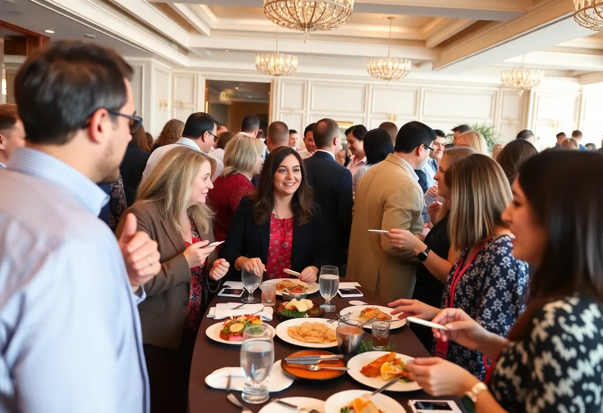 Group of local professionals networking at a luncheon in Savannah