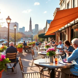 Outdoor dining setup in Savannah during spring