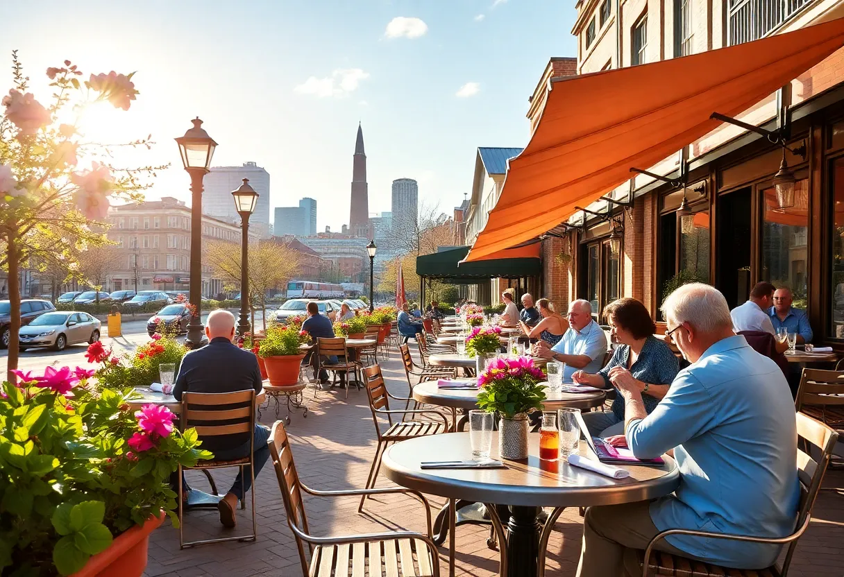 Outdoor dining setup in Savannah during spring