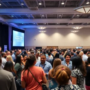Attendees networking at the 2025 Mayor's Small Business Conference in Savannah.