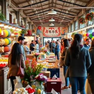 Community members at the Solidarity Shuk in Savannah enjoying the marketplace atmosphere.