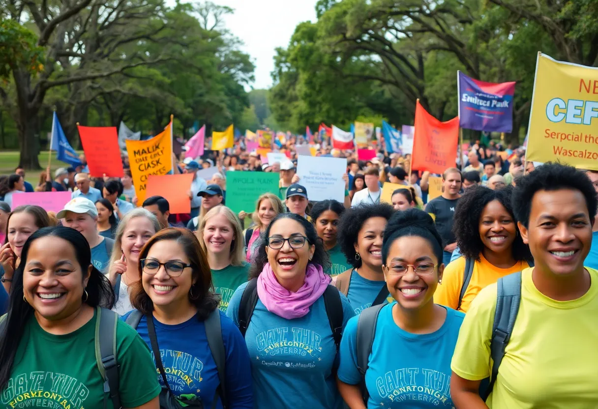 Crowd participating in the Savannah Solidarity Walk