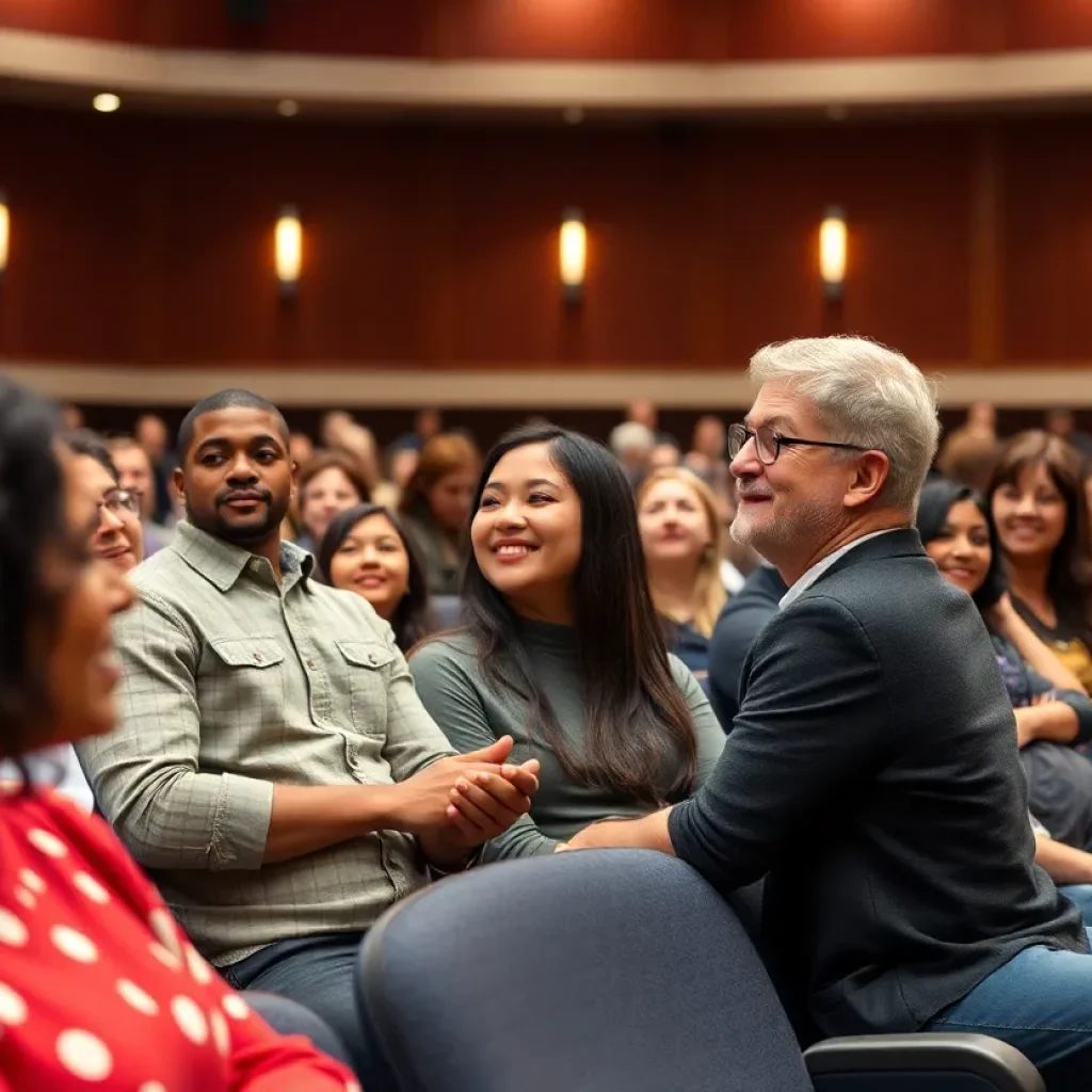 Students participating in a town hall meeting at Savannah State University