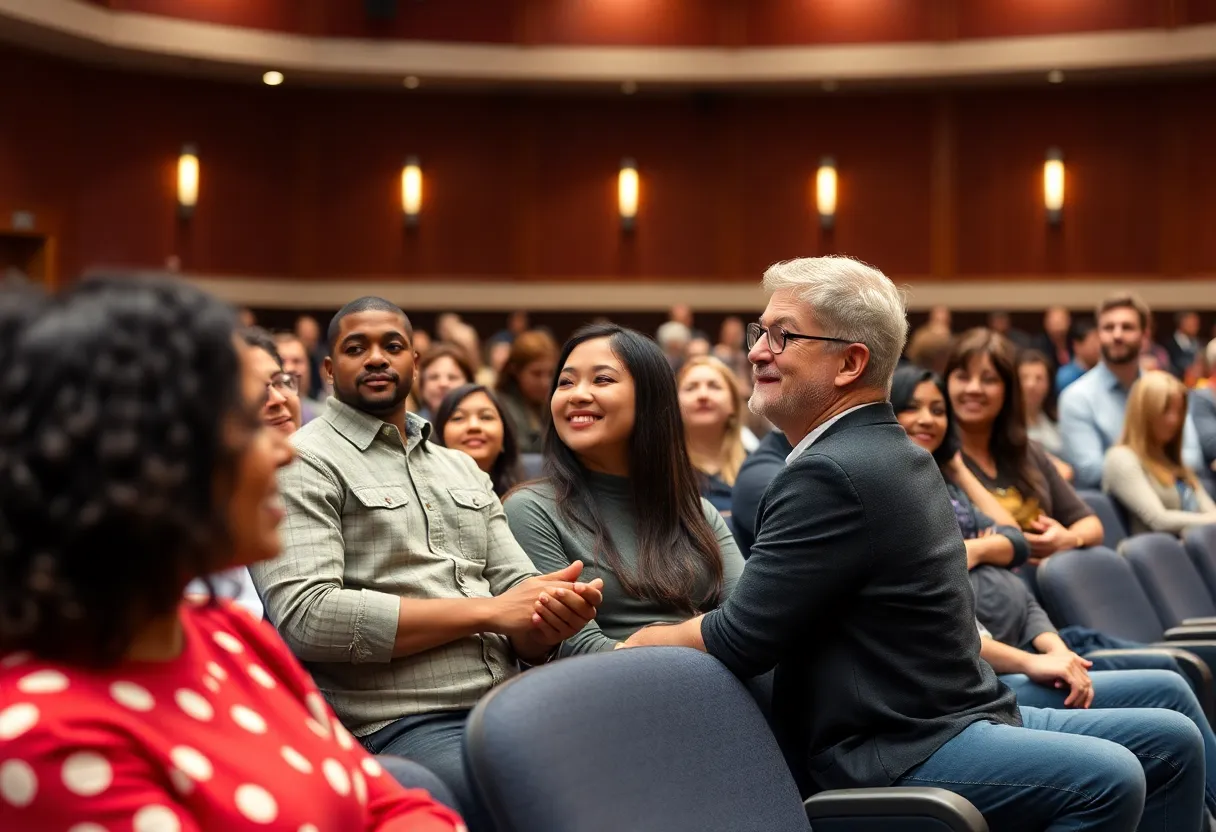 Students participating in a town hall meeting at Savannah State University
