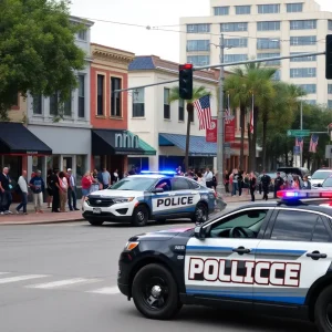 Police and community members at Savannah intersection during package investigation